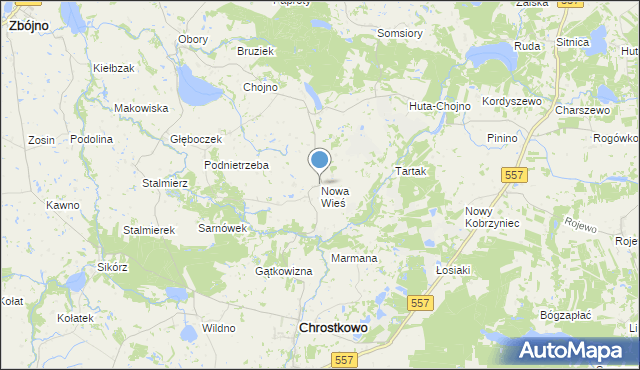 mapa Nowa Wieś, Nowa Wieś gmina Chrostkowo na mapie Targeo